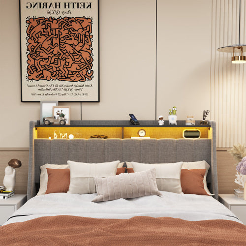 Full Size Bed Frame With Led And Under Bed Storage Drawers