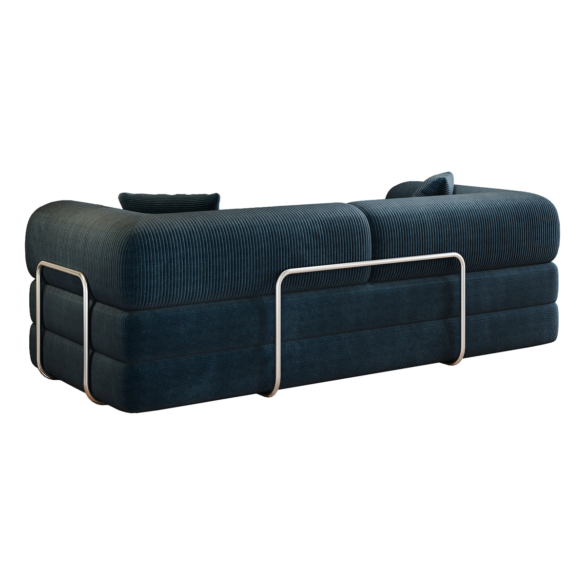 Blue Anthony & Home corduroy convertible sofa bed with plush cushions and modern design, perfect for small living spaces.