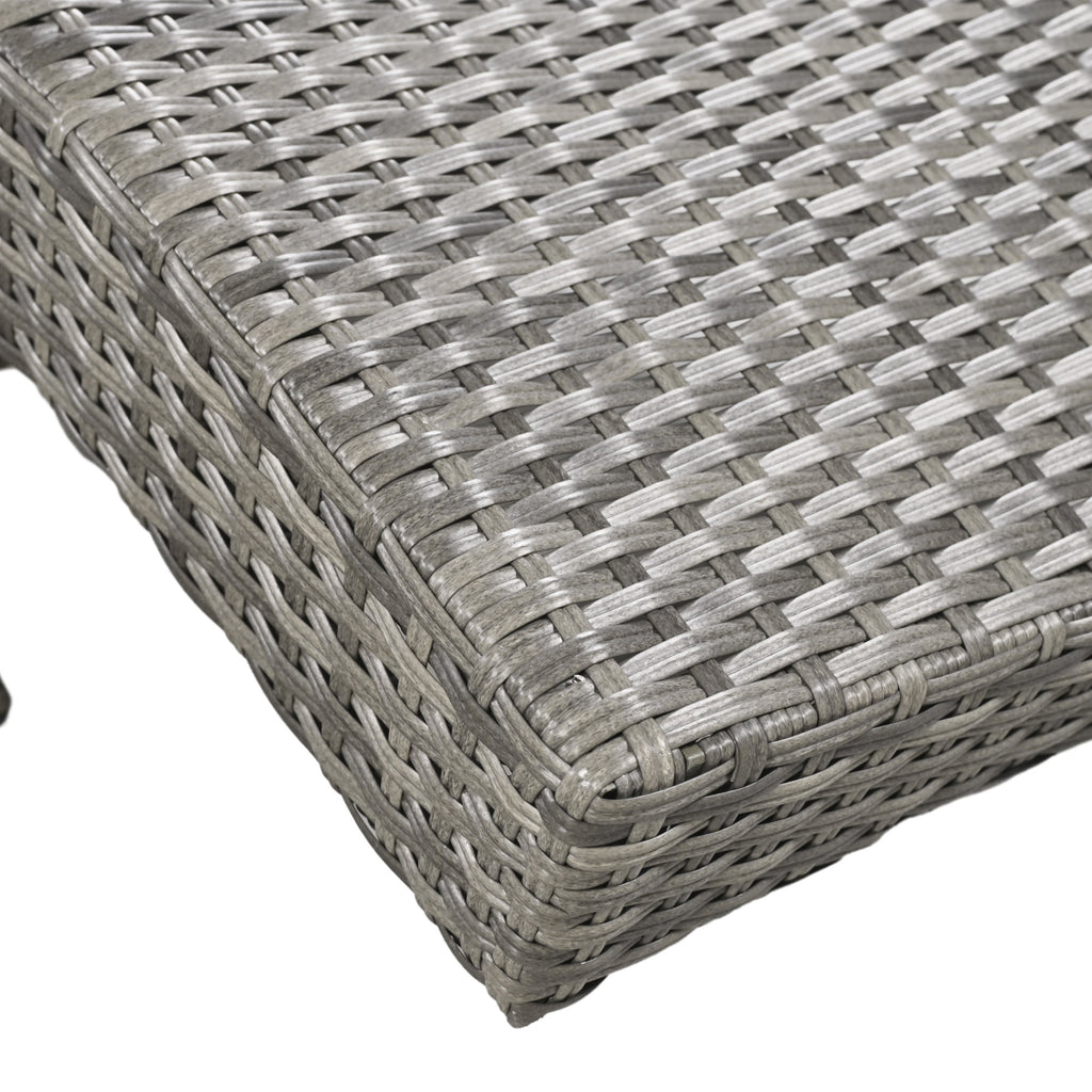Outdoor wicker chaise lounge set with ergonomic wave design in grey, by Anthony & Home, featuring comfortable outdoor seating.