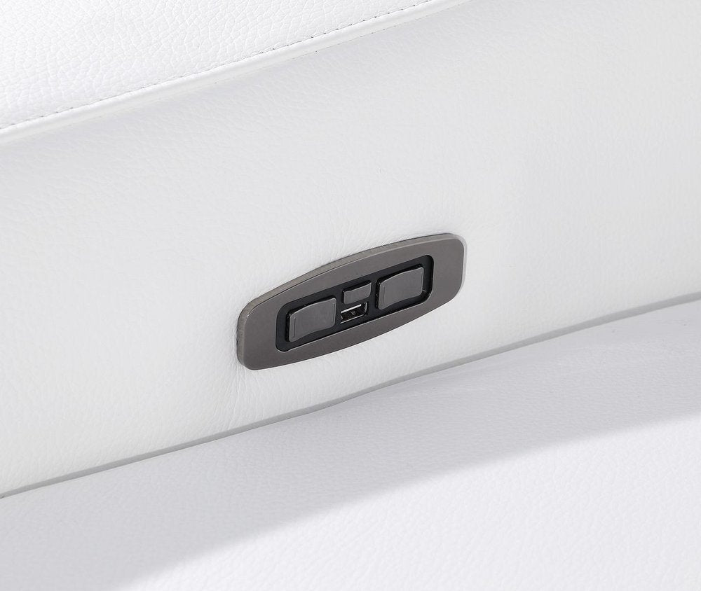 White Italian Leather Power Reclining U Shaped Twelve Piece Corner Sectional With Console