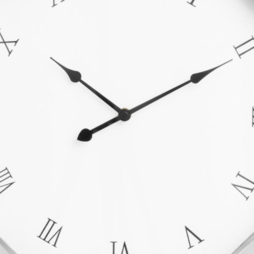 26" Silver Mirrored Glass Silent Analog Geometric Wall Clock