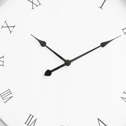 26" Silver Mirrored Glass Silent Analog Geometric Wall Clock