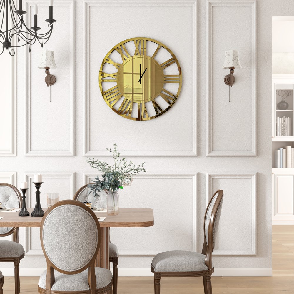 43" Gold Mirrored Acrylic Silent Analog Circle Wall Clock