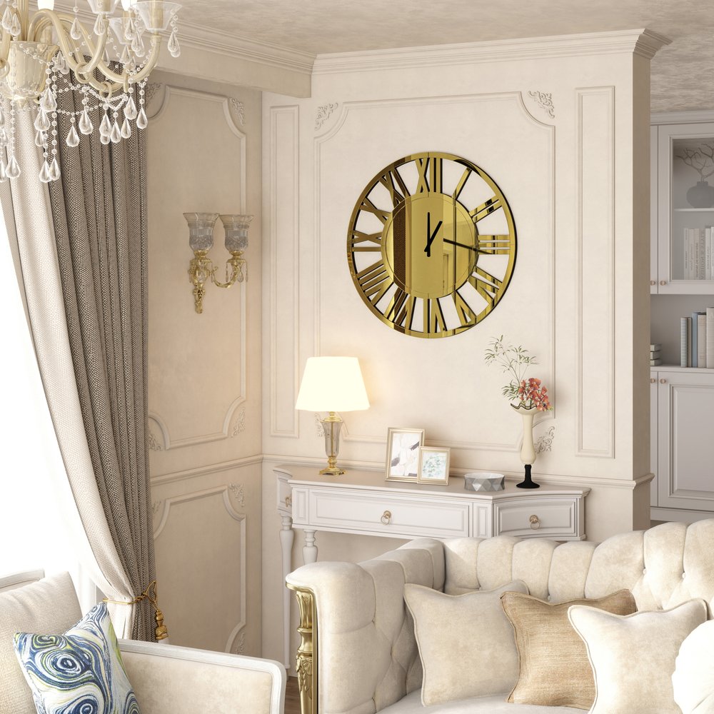 43" Gold Mirrored Acrylic Silent Analog Circle Wall Clock