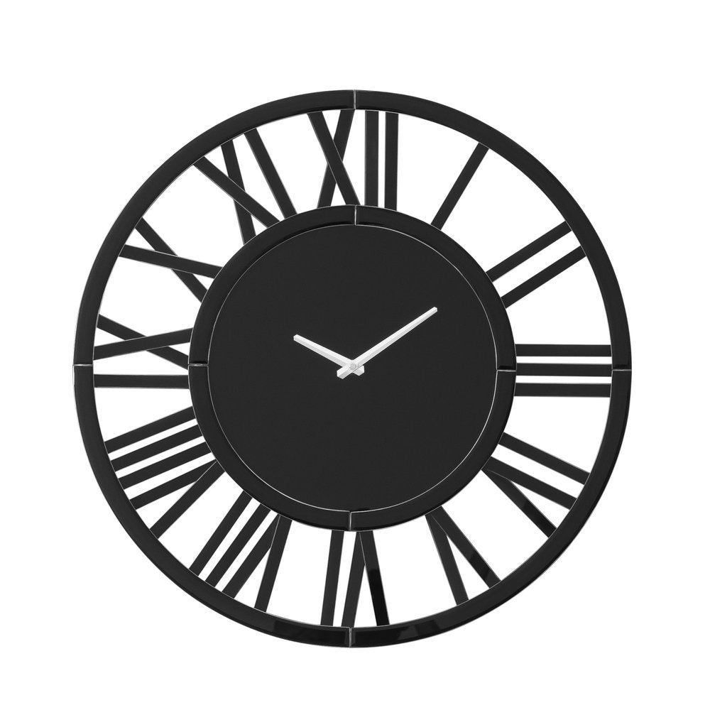 43" Black Mirrored Acrylic Silent Analog Circle Wall Clock