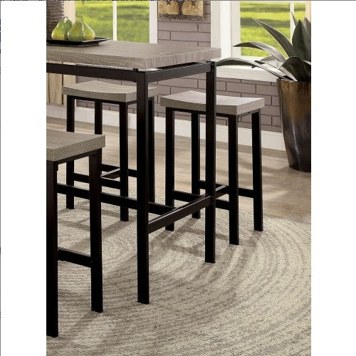 5 Pc Counter Height Table Set Black Gray Dining Chairs PVC