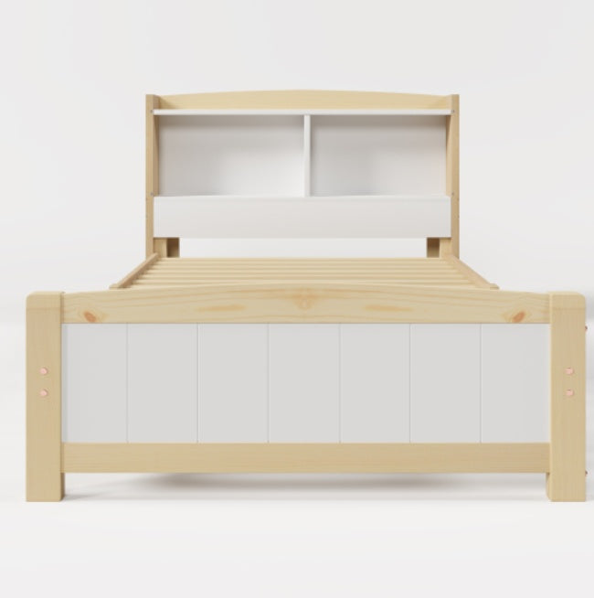 Solid Wooden Bed Frames, Single Storage Headboard Bed, 3FT Single 90 X 190 Cm Frame Only