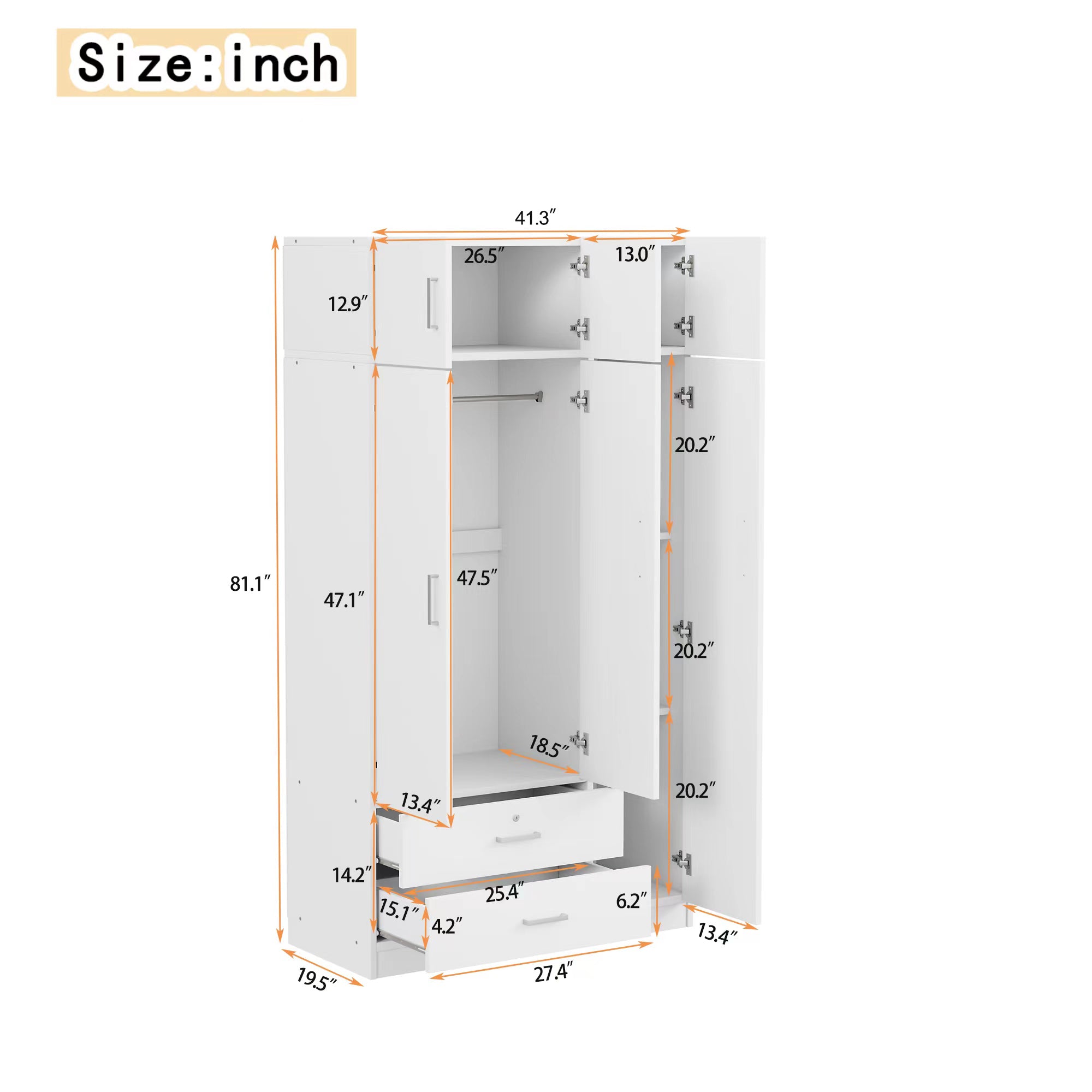 White mirror wardrobe with three doors from Anthony & Home, showcasing sleek design and reflective surface.