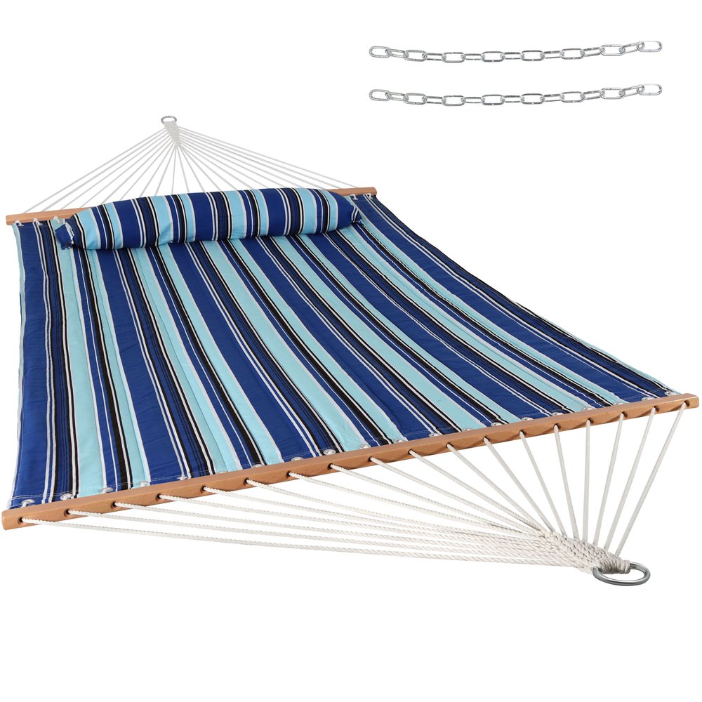 Light Blue And Dark Blue Striped Double Hammock