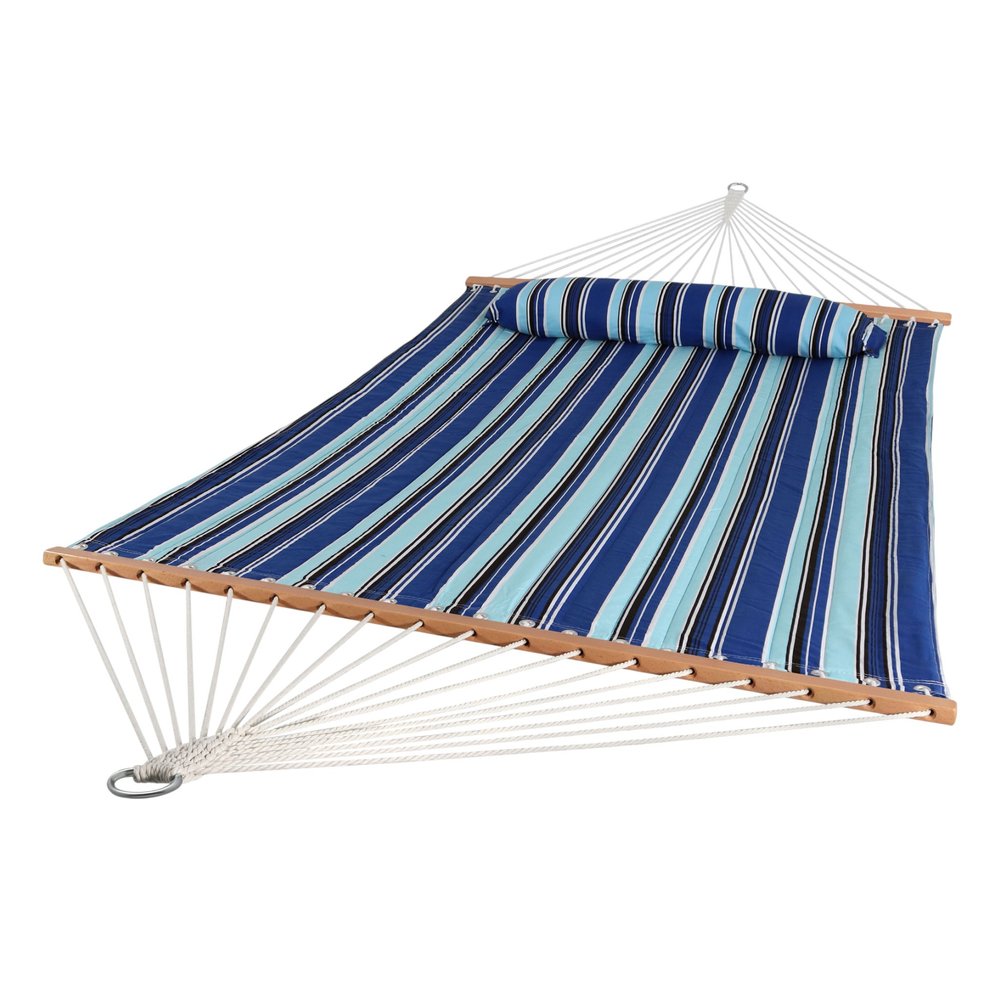 Light Blue And Dark Blue Striped Double Hammock