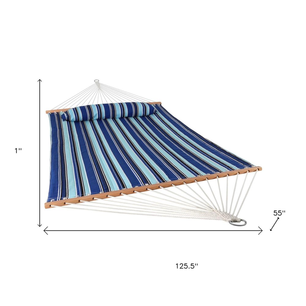 Light Blue And Dark Blue Striped Double Hammock