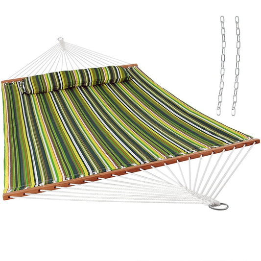 Green And Yellow Striped Double Hammock