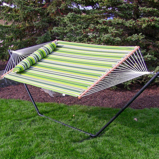 Green And Yellow Striped Double Hammock