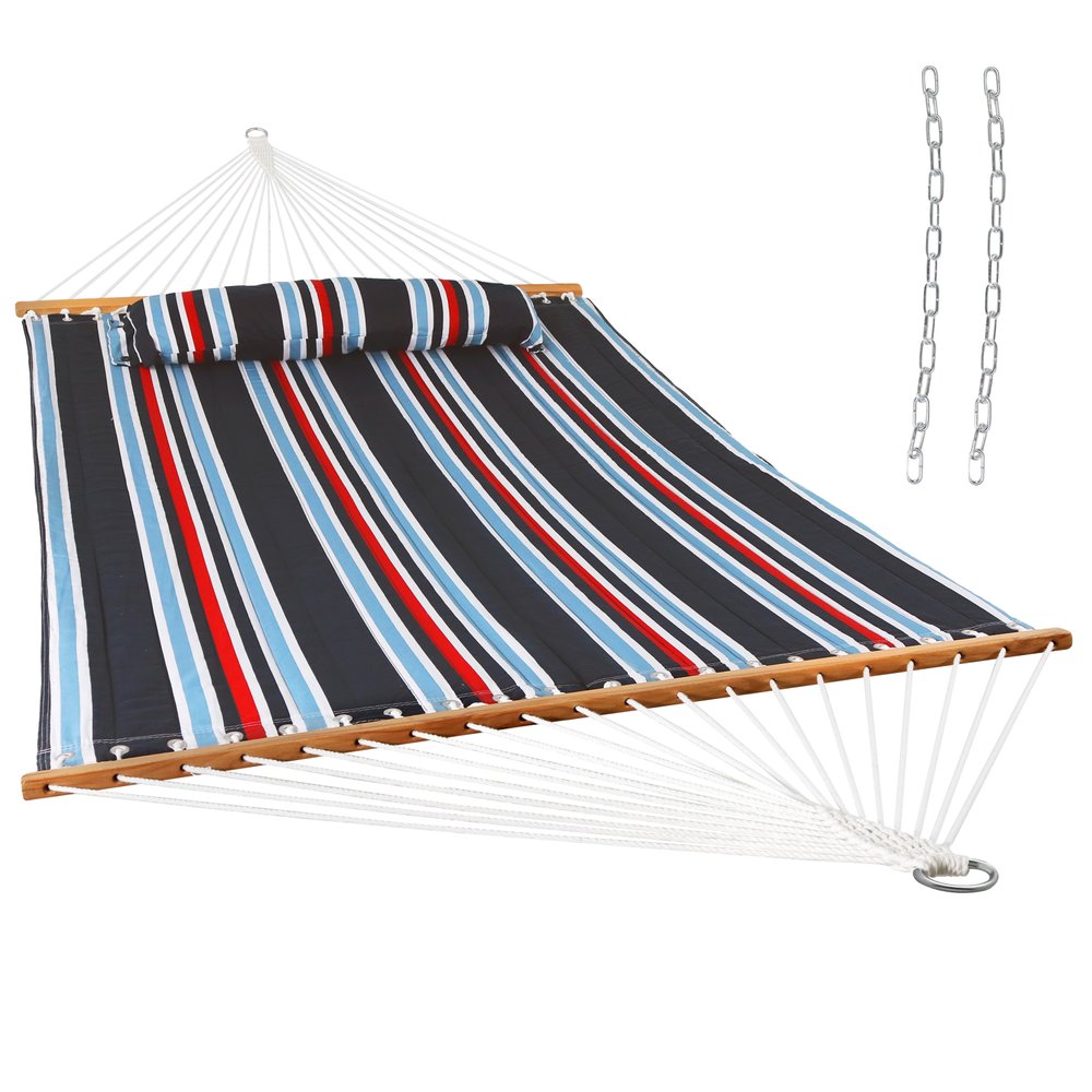 Blue Red And White Striped Double Hammock
