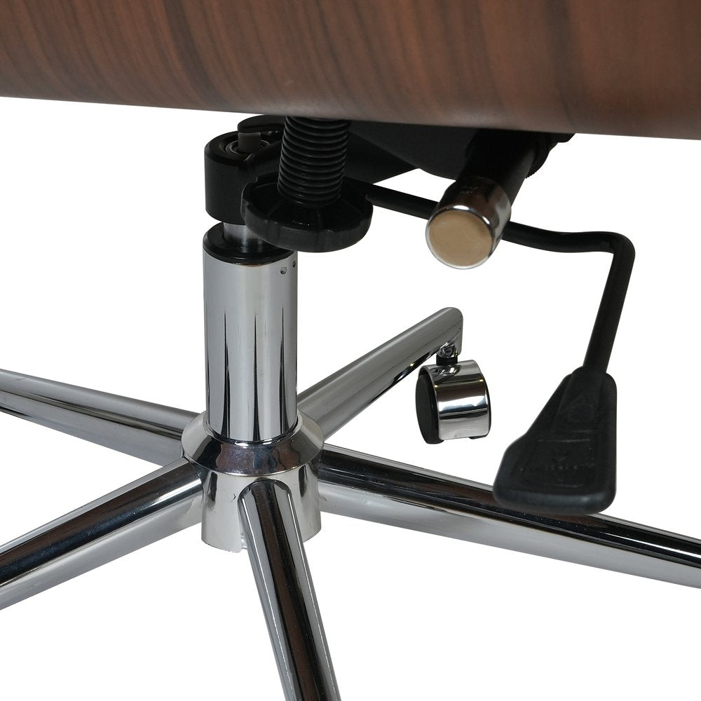 White Silver and Walnut Adjustable Height Swivel Rolling Conference Office Chair