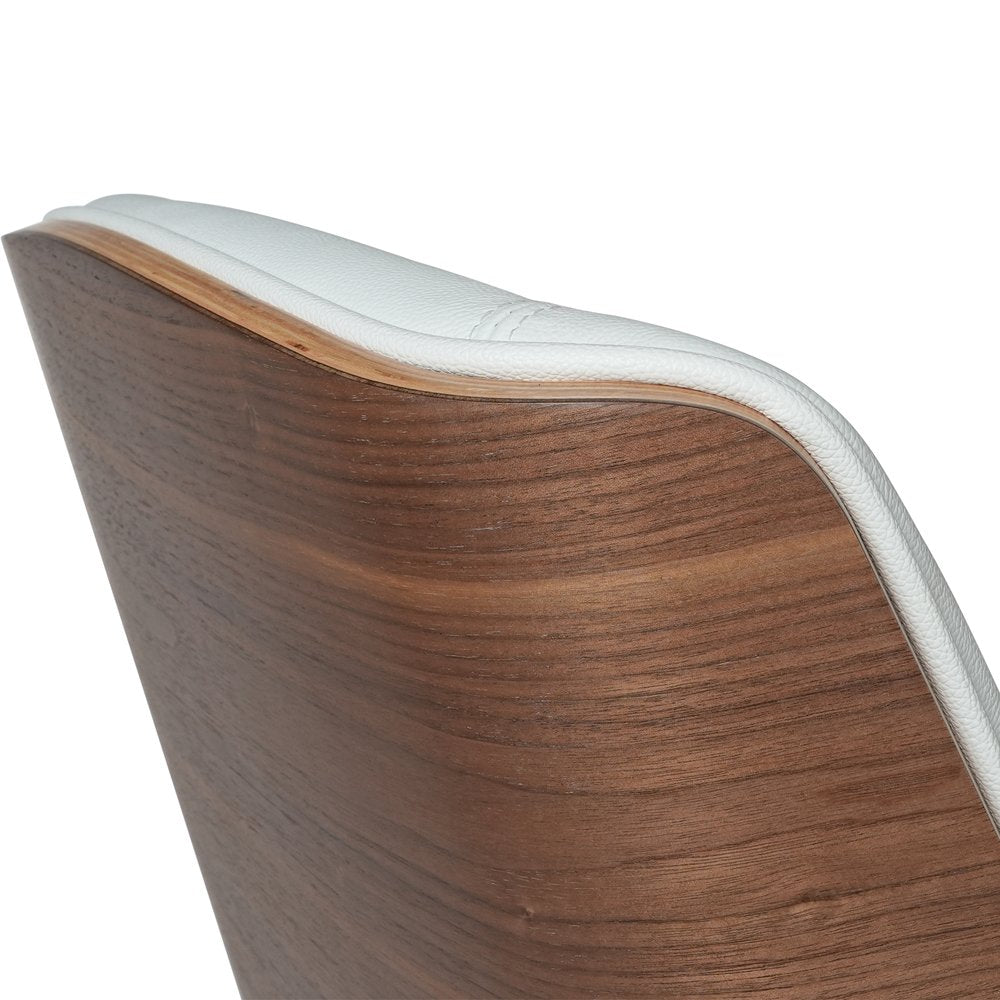 White Silver and Walnut Adjustable Height Swivel Rolling Conference Office Chair