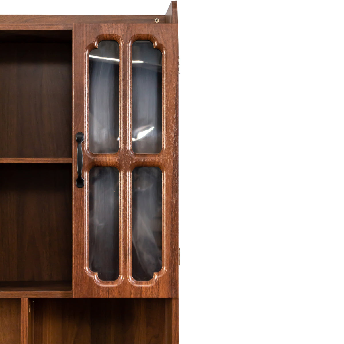L-shaped corner desk with hutch in oak veneer by Anthony & Home, showing the workspace with storage compartments and a modern design.