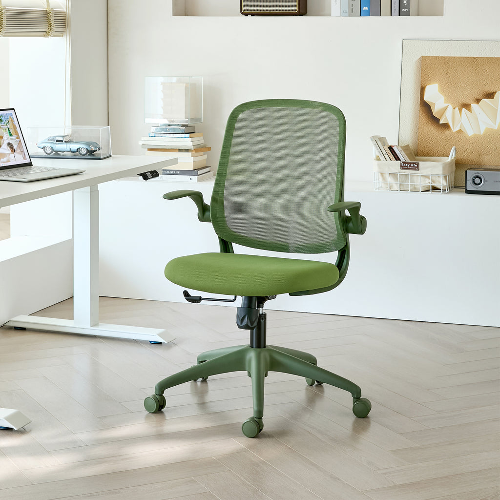 Anthony & Home ergonomic green office chair with mesh back, height adjustable, rotating, supports up to 350 lbs, suitable for office use.