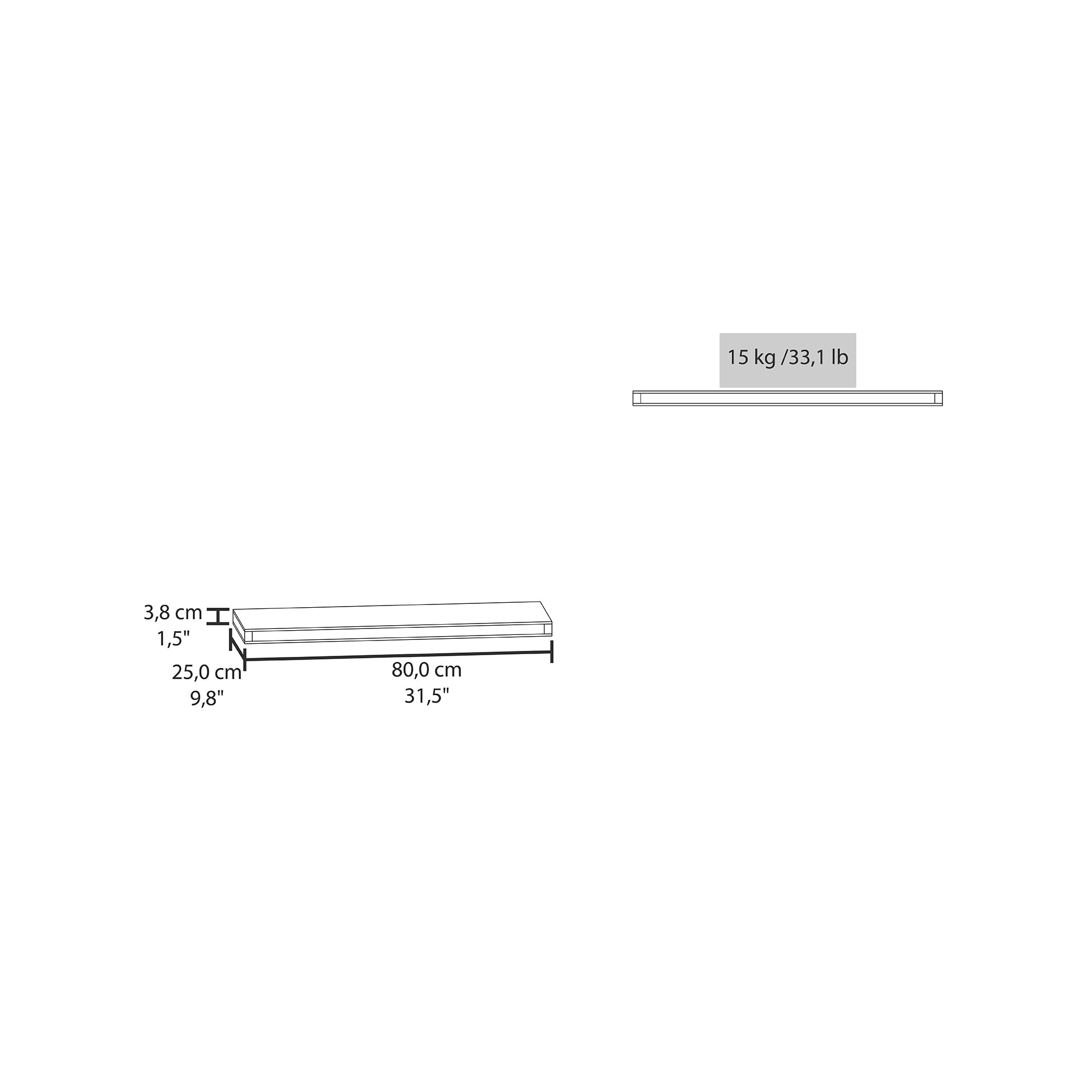 Pair of Anthony & Home Ecco 31.5-inch wide floating shelves for wall decor, bedroom, bathroom, and living room storage.
