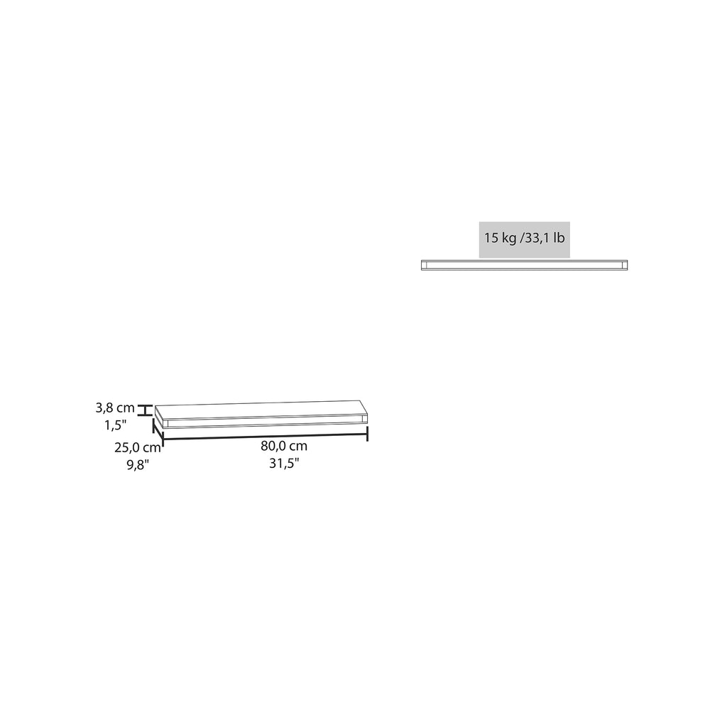 Set of two Anthony & Home floating shelves, 31.5-inch wide with matte finish, mounted on a wall for storage and decor.