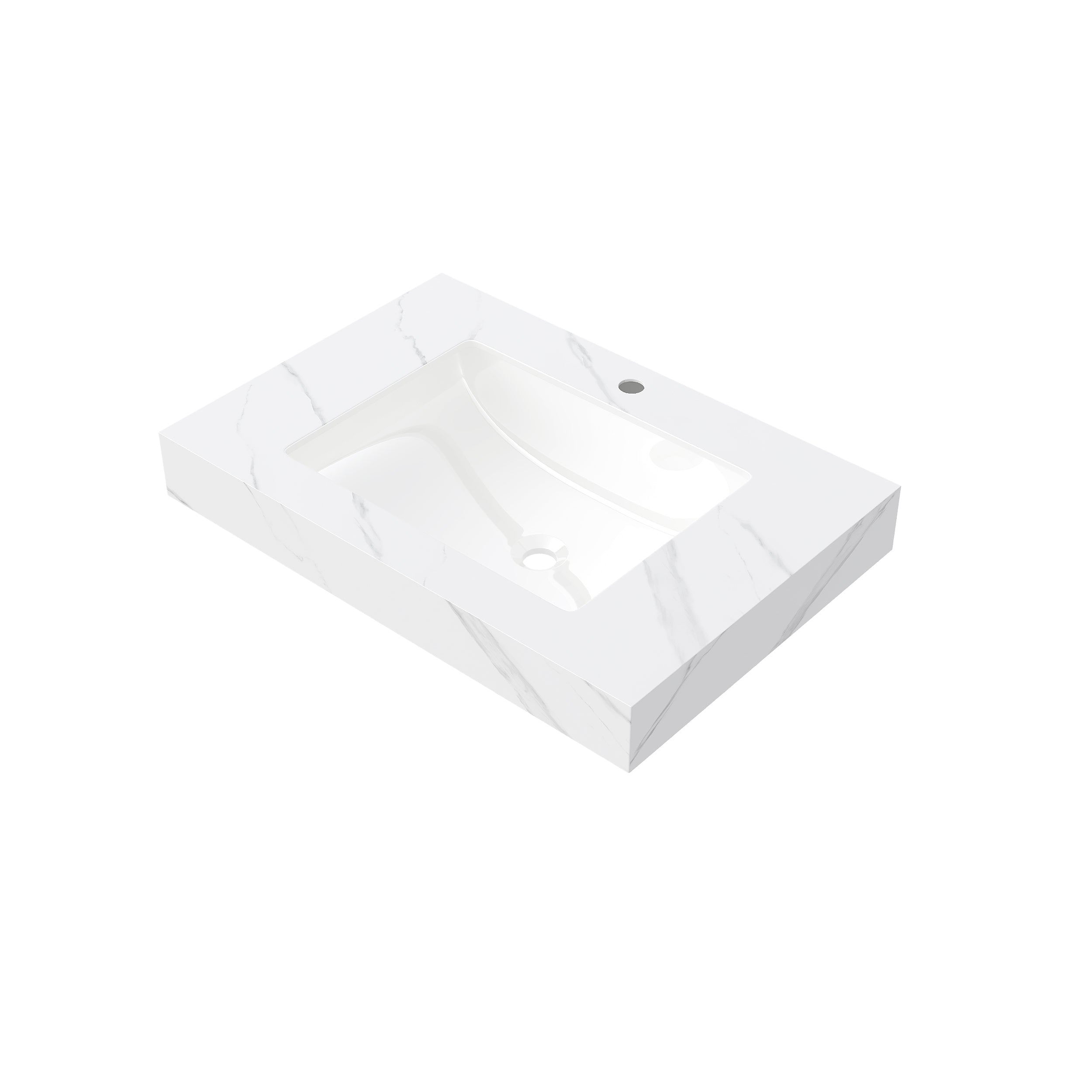 Carrara White Sintered Stone studio countertop by Anthony & Home, showcasing smooth surface and elegant white marble pattern.