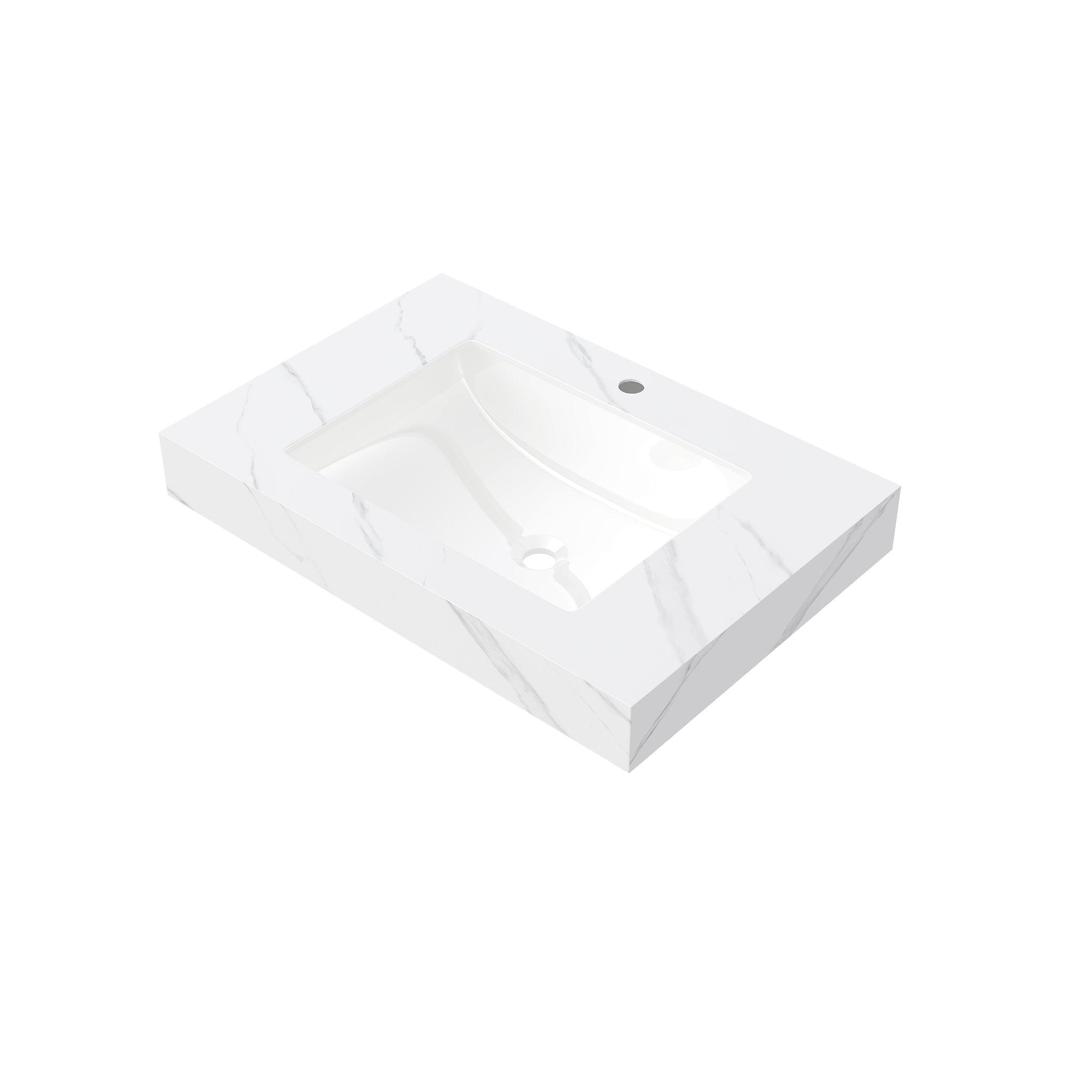 Carrara White Sintered Stone studio countertop by Anthony & Home, showcasing smooth surface and elegant white marble pattern.