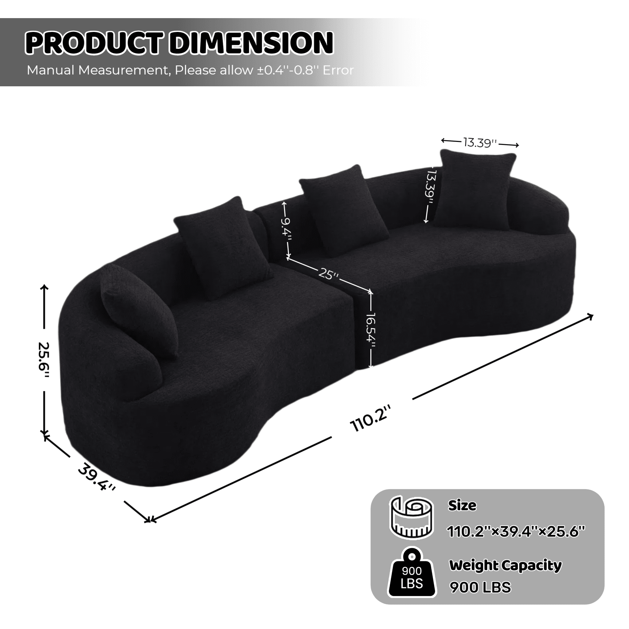 Anthony & Home Atelier Chenille Collection curved modular sectional sofa with plush upholstery and modern design.