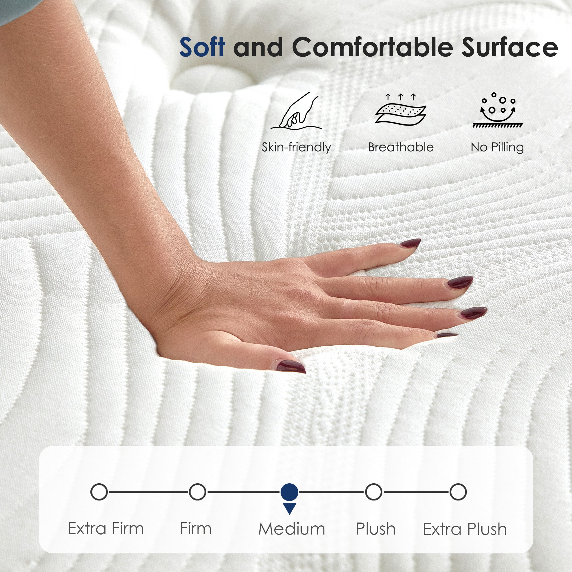 Queen size Anthony & Home Signature Memory Foam Hybrid Mattress with 12-inch thickness and plush, comfortable surface.