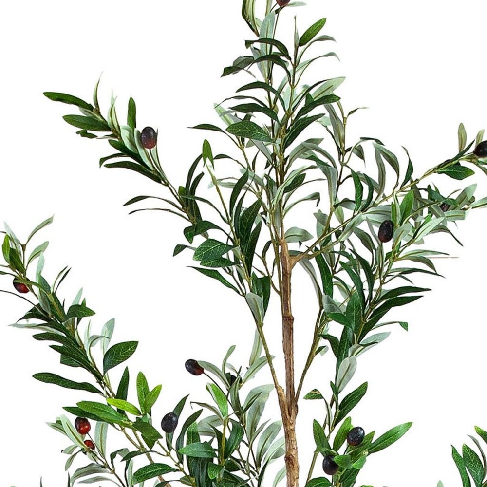 Set of Two 72" Green Artificial Olive Trees in a Black Pots