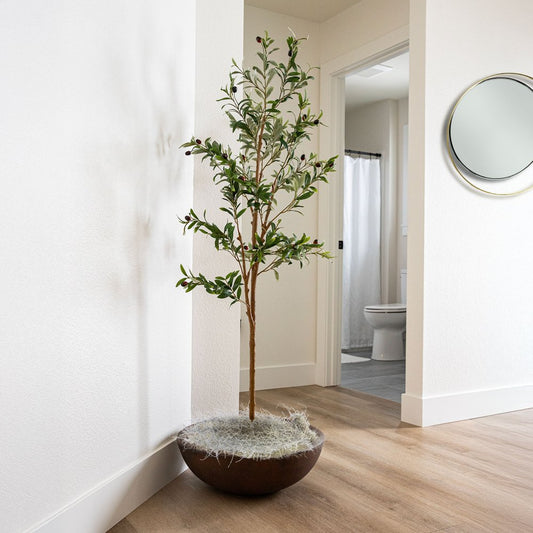 60" Green Olive Artificial Tree in a Black Pot