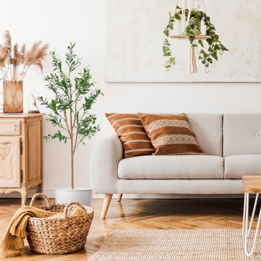 60" Green Olive Artificial Tree in a Black Pot