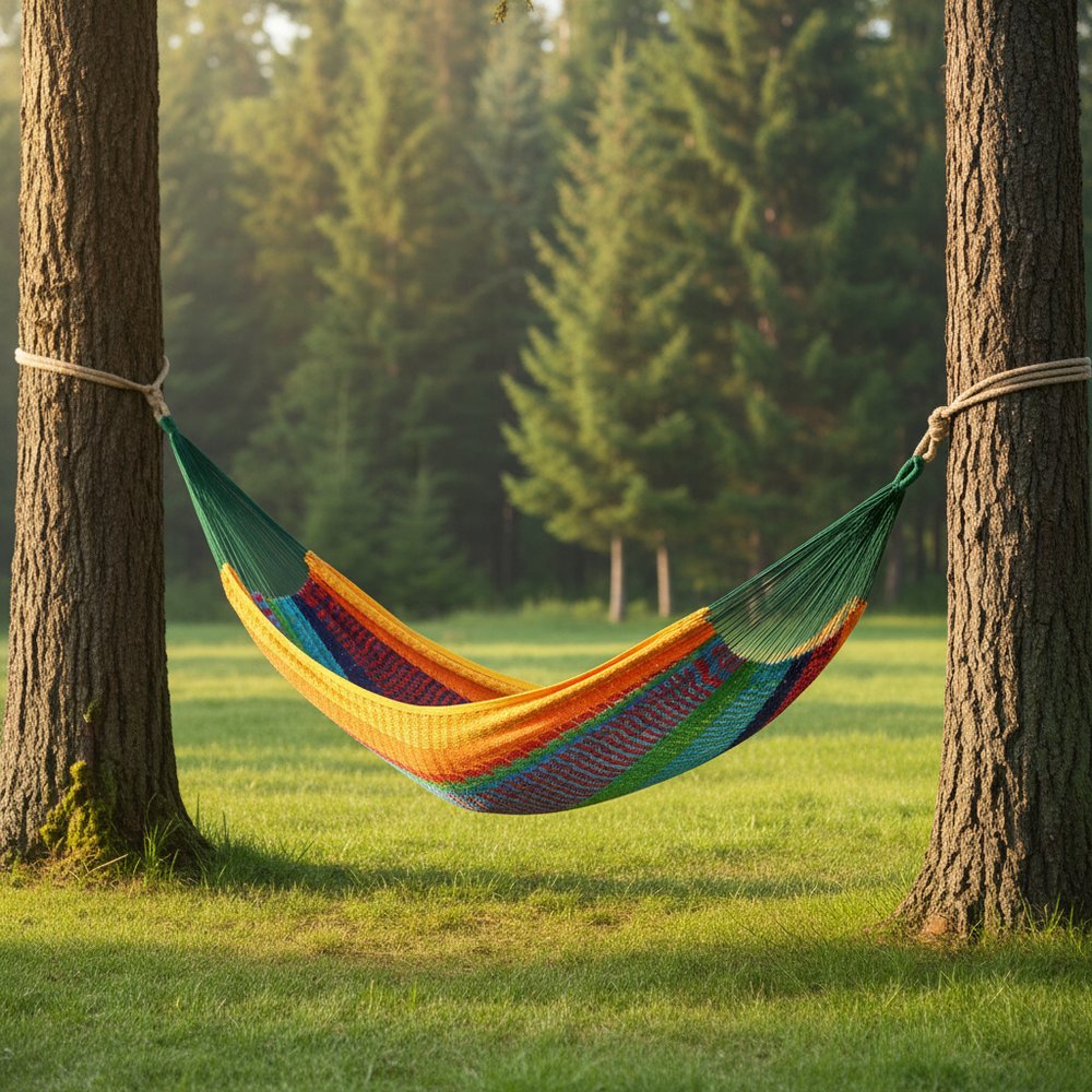 Green Red And Yellow Striped Double Hammock