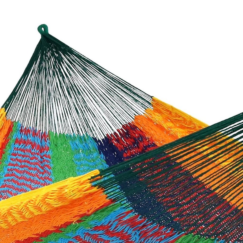 Green Red And Yellow Striped Double Hammock