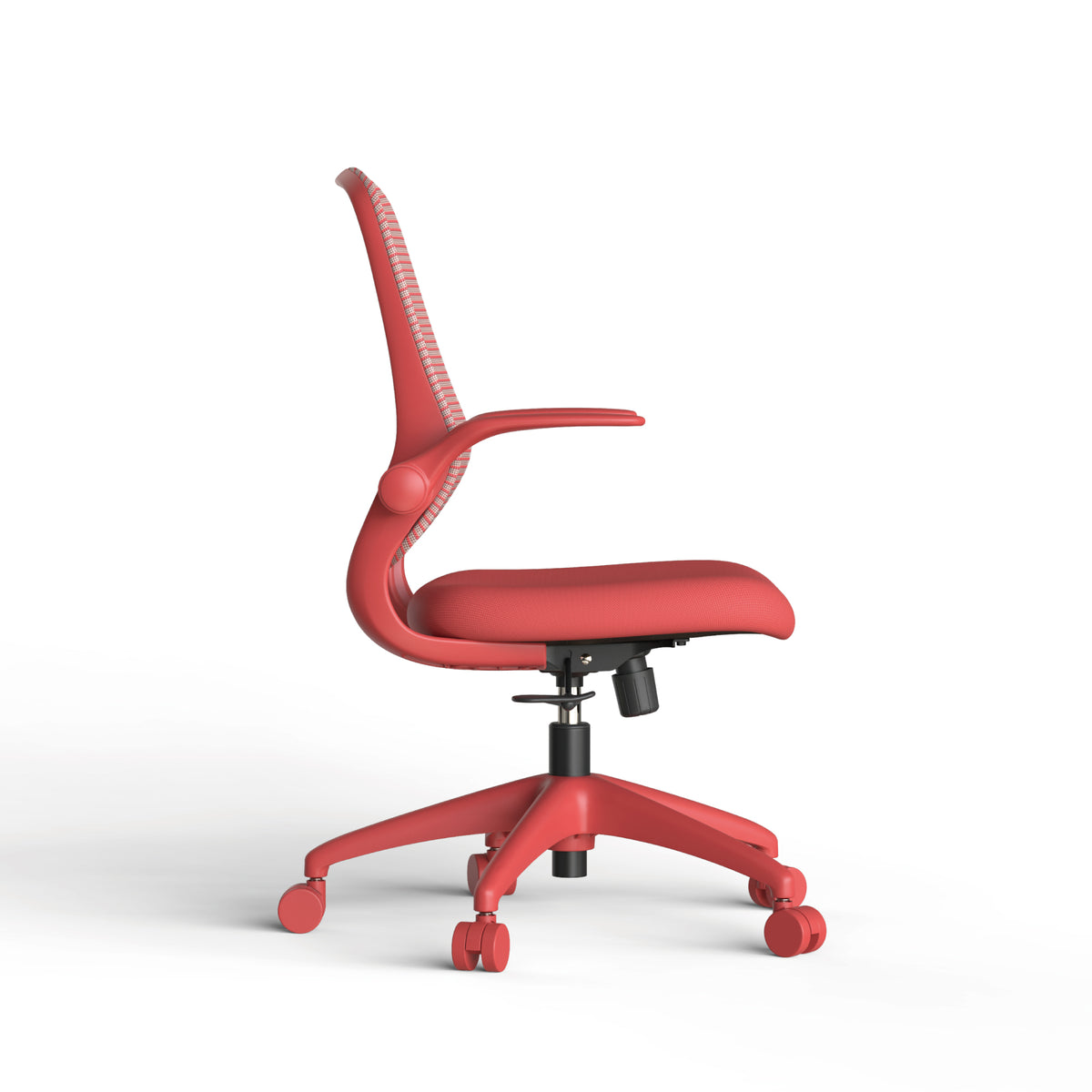 Anthony & Home ergonomic mesh office chair with molded foam cushion from the Atelier Collection, featuring a red color and adjustable design.