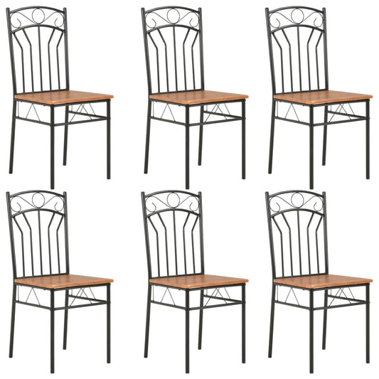 Industrial Chic Modern Dining Chairs Six Piece Brown Set