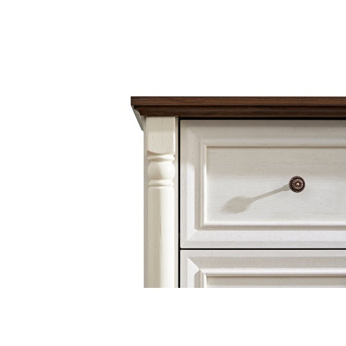 Farmhouse Walnut 6 Drawer Dresser Chest For Bedroom