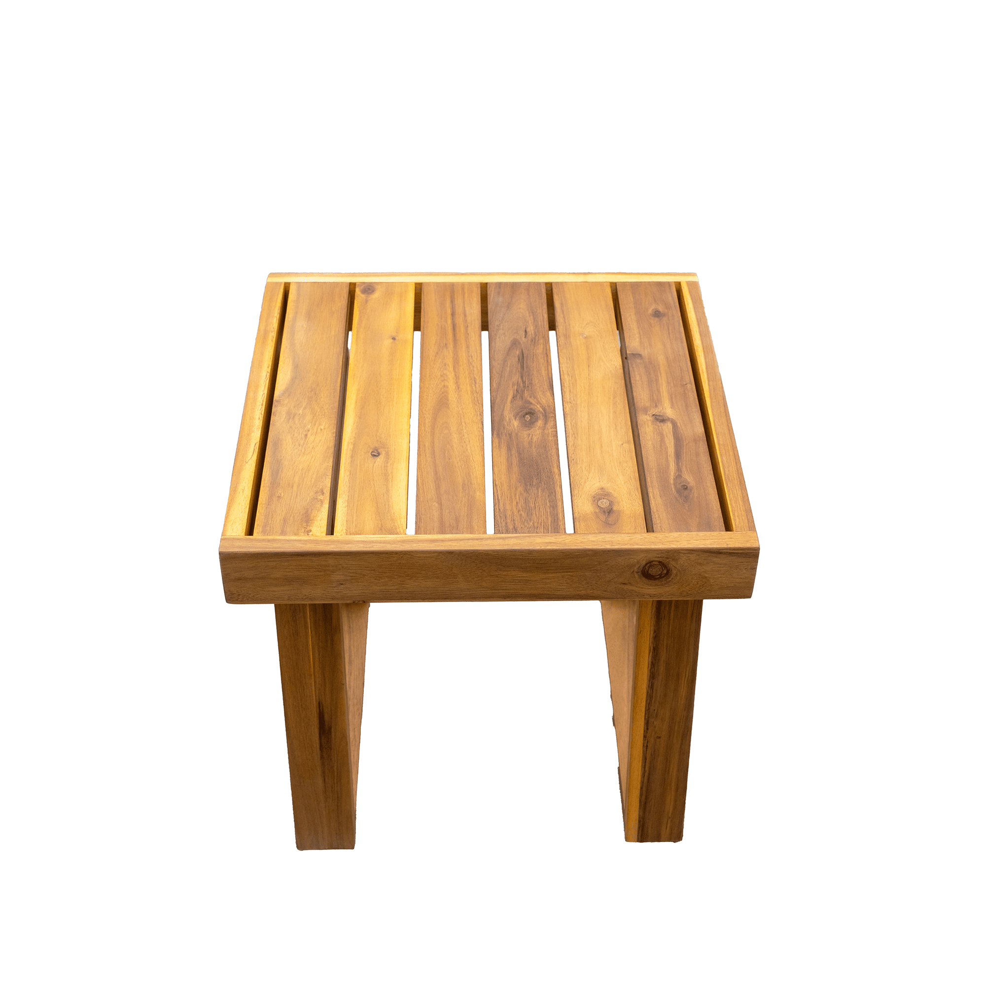Anthony & Home U Style limited edition acacia wood outdoor lounge set with chair and ottoman, all-weather durable patio furniture.