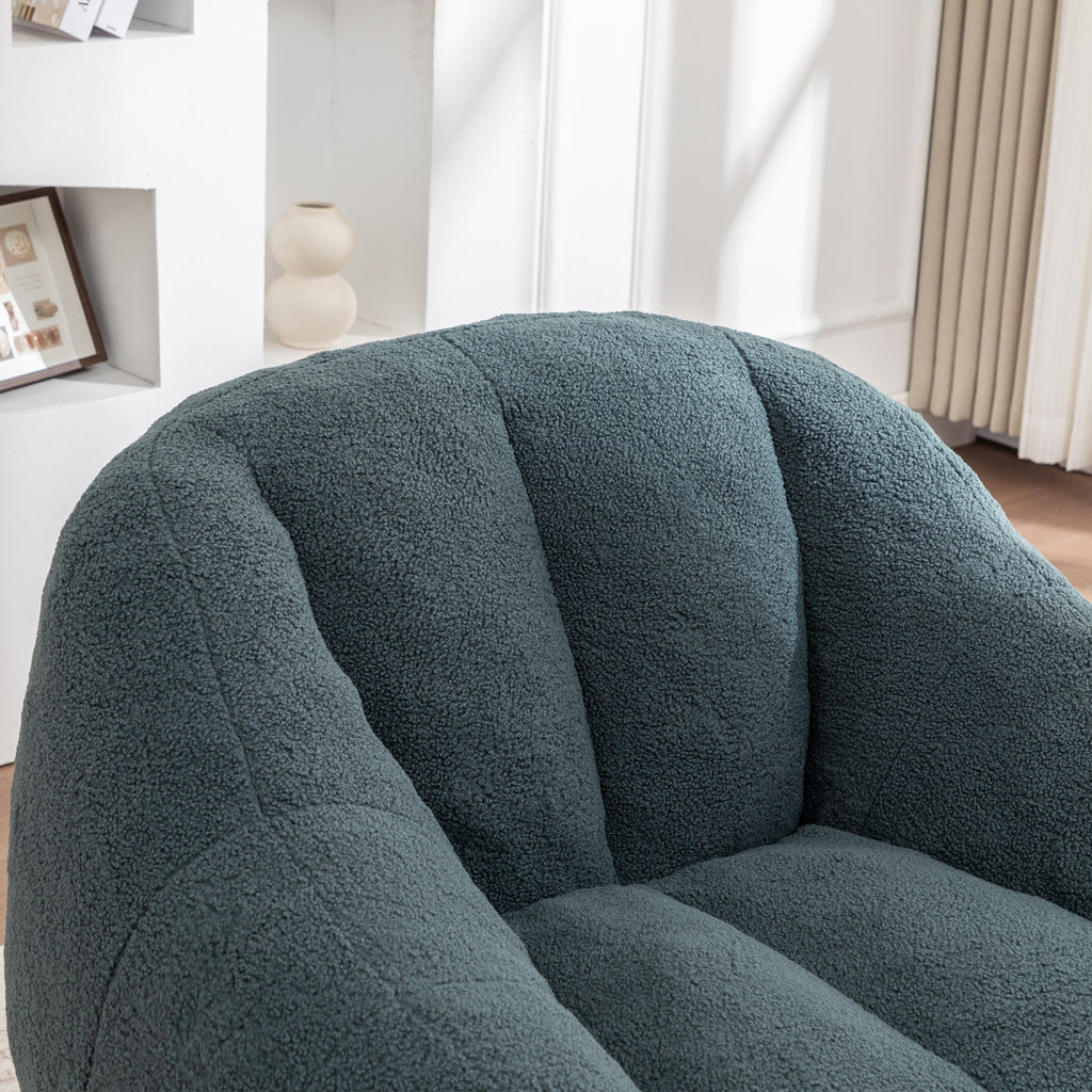 Studio green tufted memory foam bean bag chair by Anthony & Home, showing plush, cushioned seating with tufted fabric design.