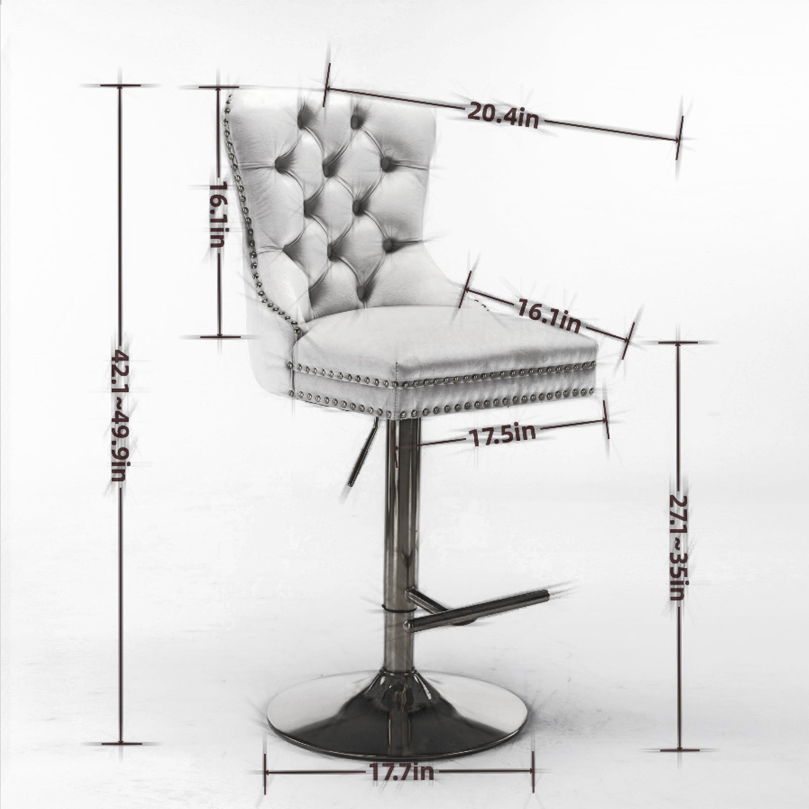 Set of two Anthony & Home tufted PU leather bar stools with adjustable height, modern design, and sleek Upholstered seating.