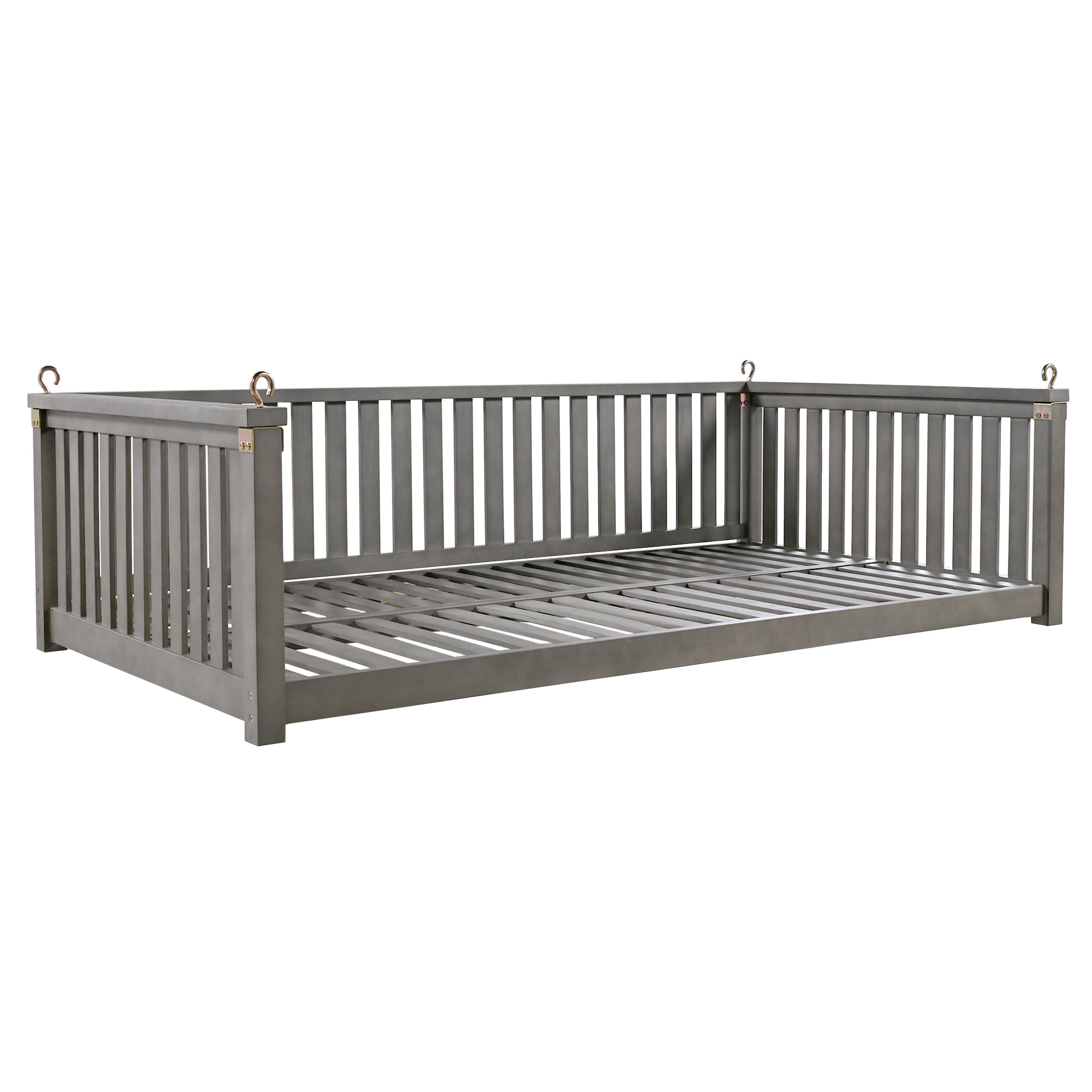 Twin size solid wood garden swing bed with rope support, designed for outdoor relaxation by Anthony & Home.