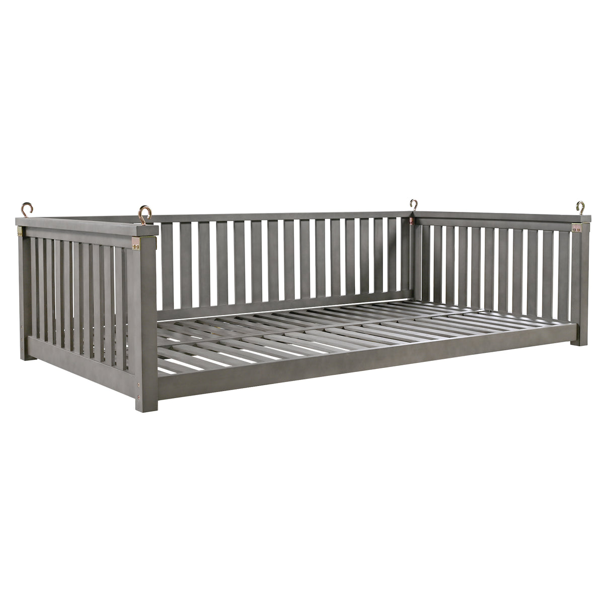 Twin size solid wood garden swing bed with rope support, designed for outdoor relaxation by Anthony & Home.