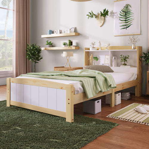 Solid Wooden Bed Frames, Single Storage Headboard Bed, 3FT Single 90 X 190 Cm Frame Only