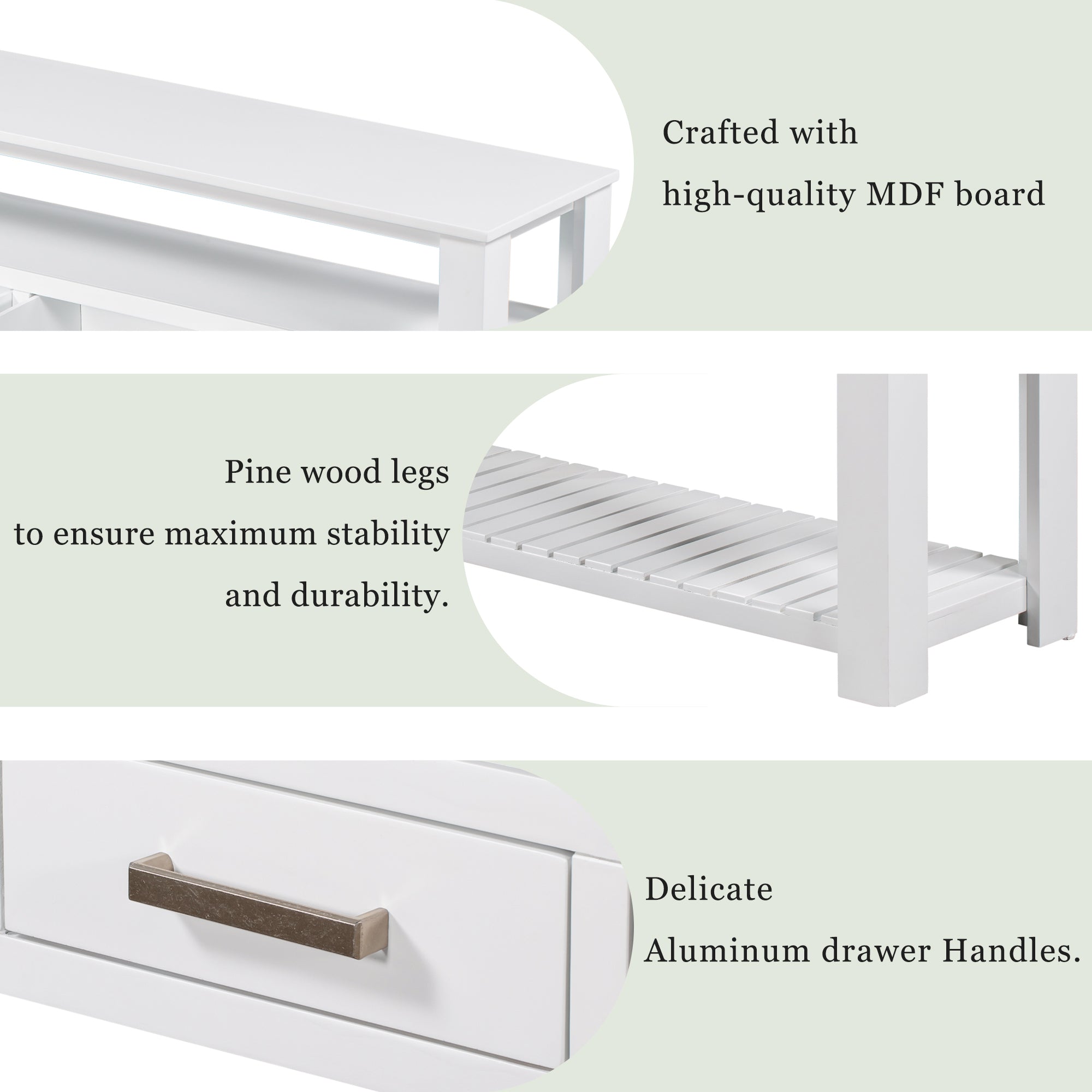 White painted signature console table by Anthony & Home with sleek design and sturdy wooden construction.