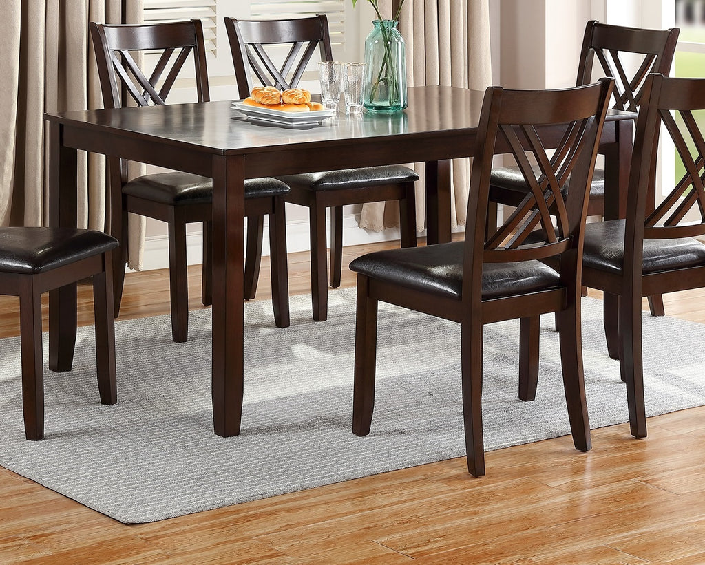 7 Piece Espresso Finish Dining Table And Six Side Chairs