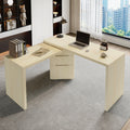 Anthony & Home Atelier 90-Inch Natural Wood L-Shaped Desk with spacious work surface and modern design.