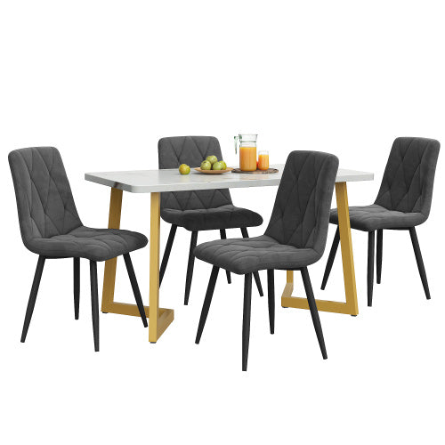 Gray MDF Dining Table Set With 4 Chairs 117x68 Cm Modern