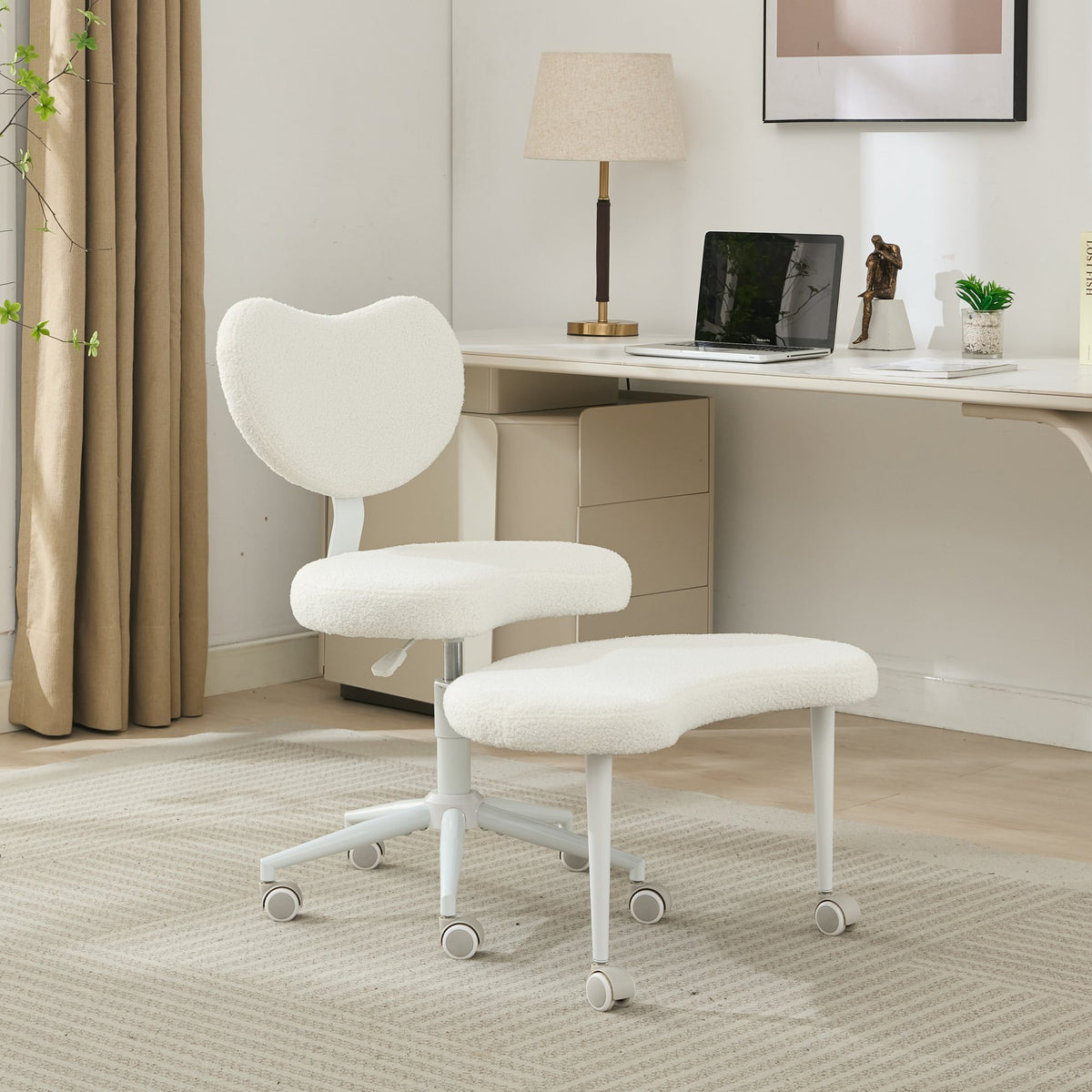 Ivory Anthony & Home cross-legged meditation chair with wheels, designed for comfortable seated meditation practice.