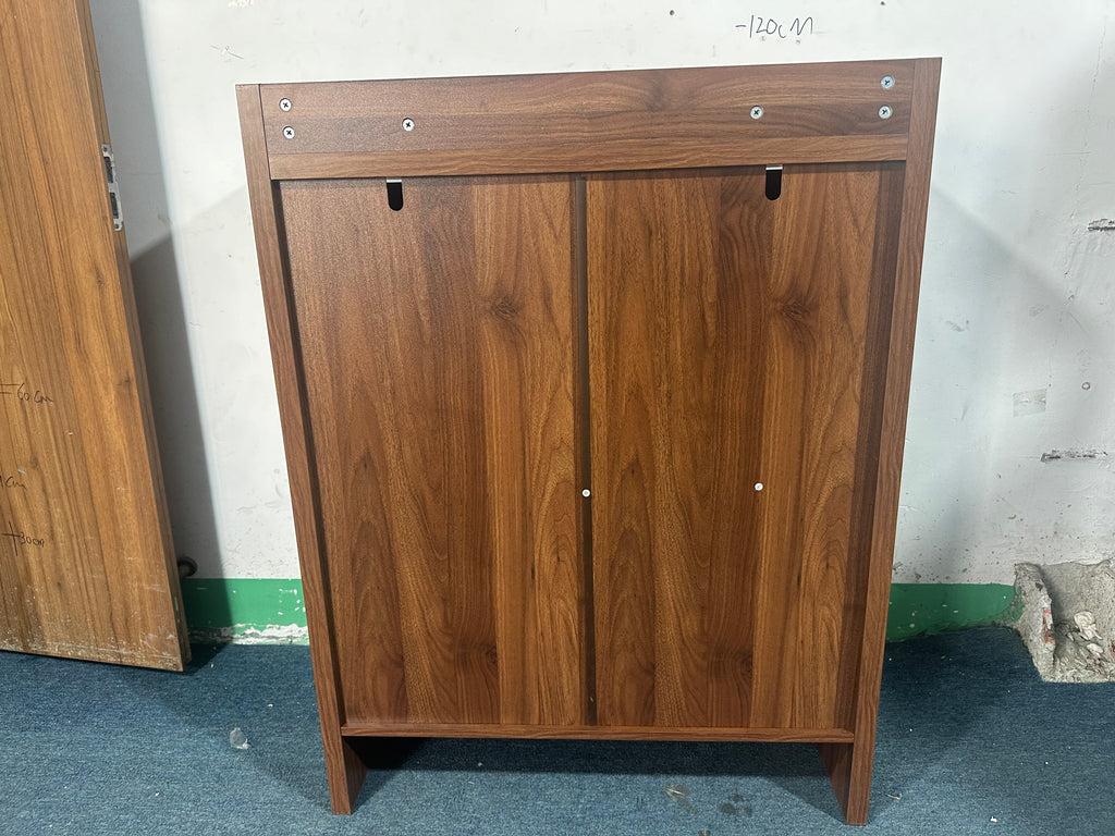 Walnut finish shoe cabinet by Anthony & Home with 6-tier freestanding entryway organizer for shoes and accessories.