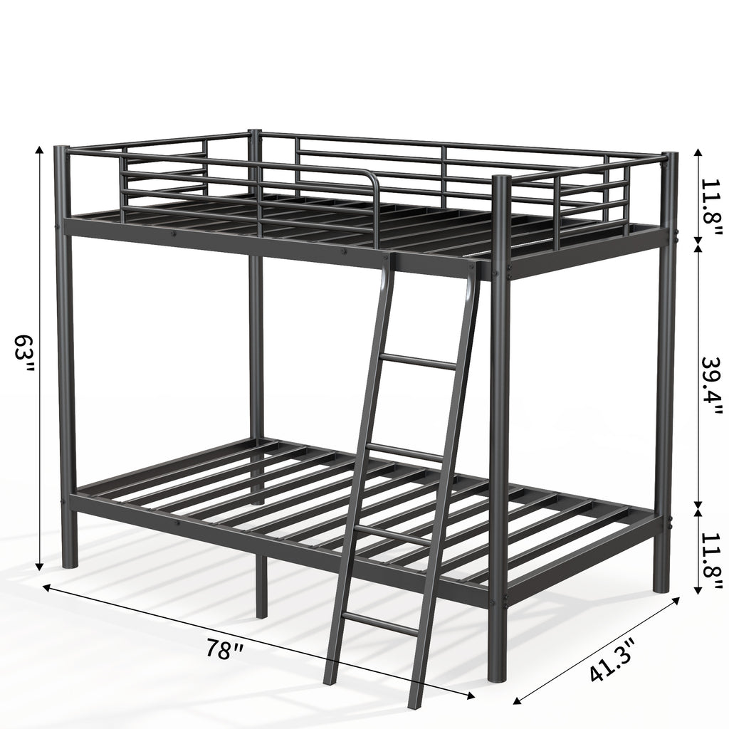 Loft Bunk Bed Twin Over Twin With Ladder And Guardrail