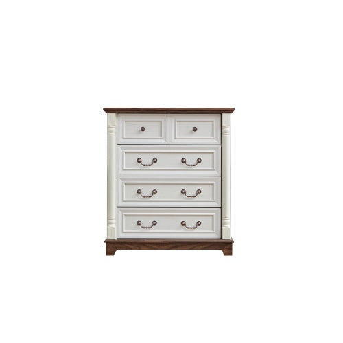 Farmhouse Style 5 Drawer Dresser Chest Rustic Wood Base